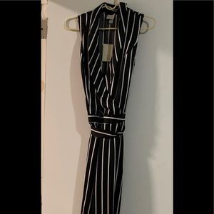 Black and white pinstripe jumpsuit